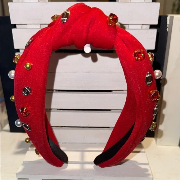 Red Embellished Football Headband - Picture 2 of 7